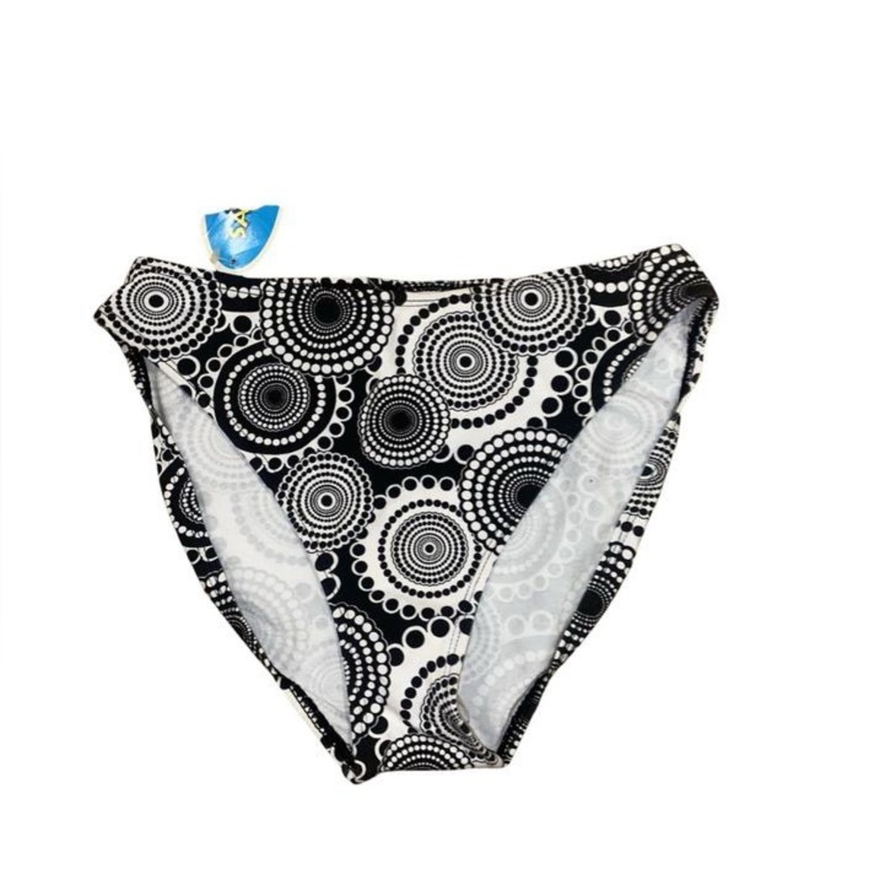 Vintage deadstock black and white high leg geometric patterned bikini bottoms